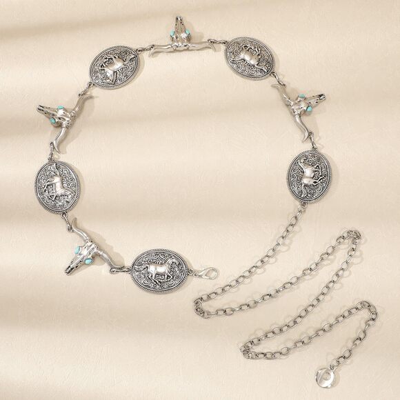 Western Concho Belt For Women Silver Gold Chain Belt Cowgirl Belt For Dresses🦊 - Picture 4 of 7